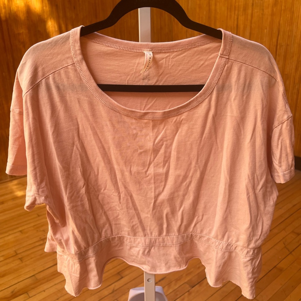 Pink Peach Crop Relaxed Short Sleeve Tee
